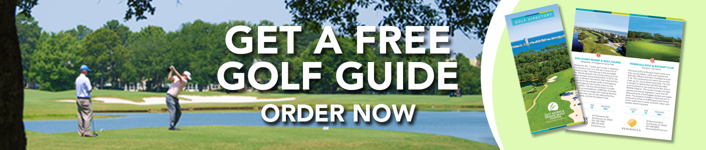 订购一个免费的高尔夫球指南的海湾海岸和橘子海滩，阿拉巴马州