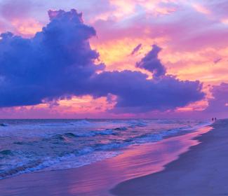 阿拉巴马州的海滩上日落